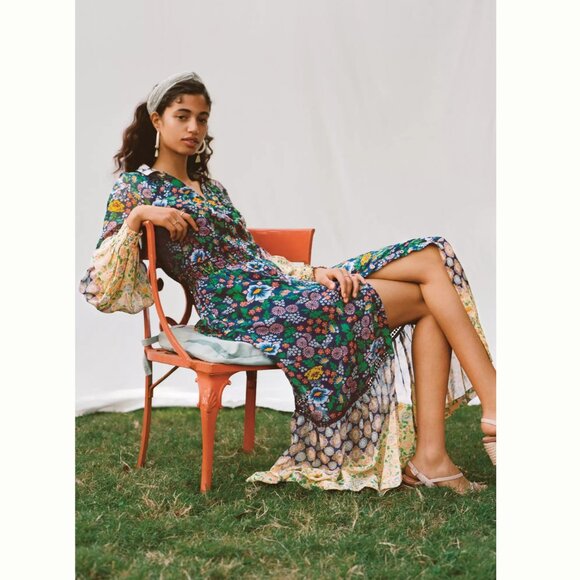 Anthropologie Maeve Ondine Maxi Dress Floral Print Garden Scandi Girl Summer Sun - Picture 5 of 15